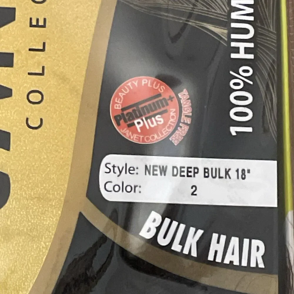 Janet Collection Deep Bulk Human Hair 18” Color 2